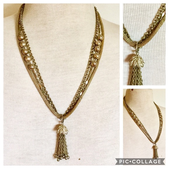 Vintage Jewelry Vintage Gold Multi Chain Tassel Necklace 96s Poshmark